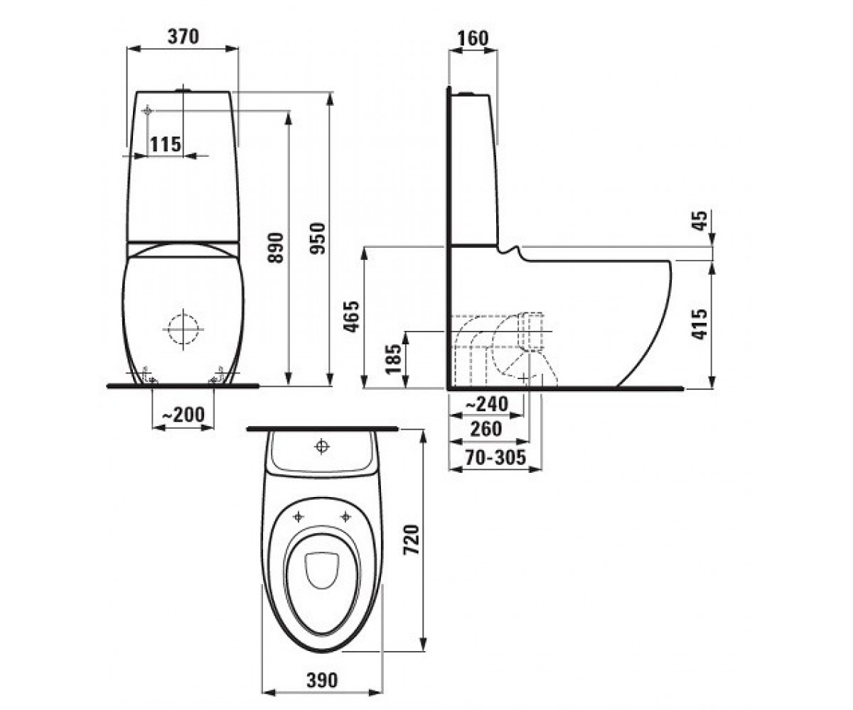 Унитаз керамический  ALESSI ONE H8229764000001:Чертеж 