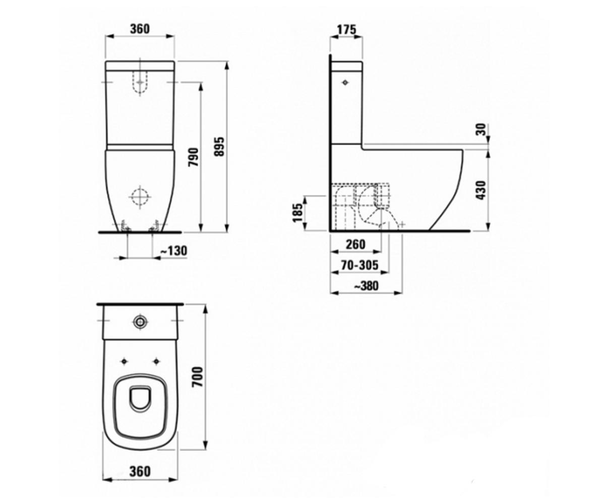 Керамический унитаз  PALOMBA H8248060000001:Чертеж 
