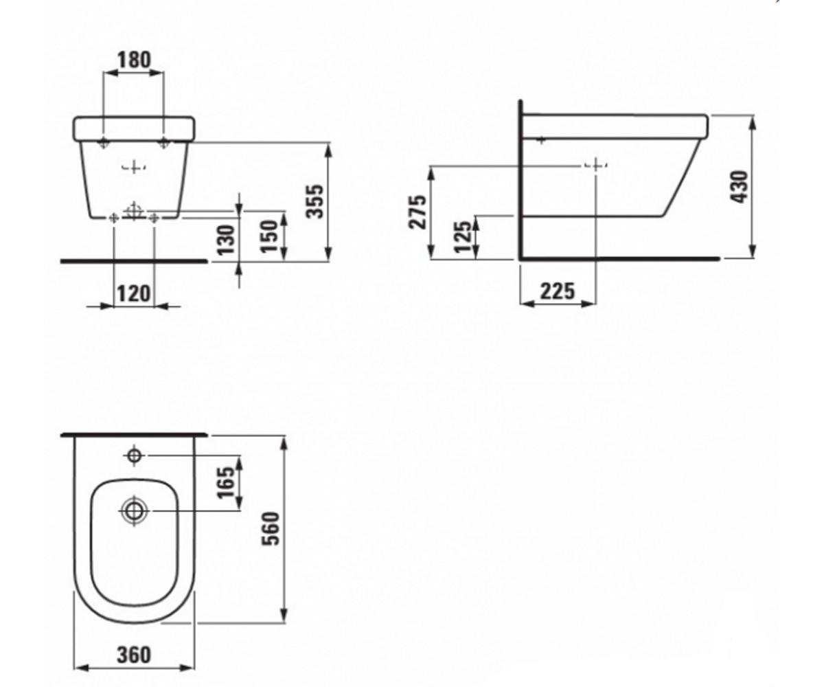 Консольное биде  LB3 H8306820003021:Чертеж 