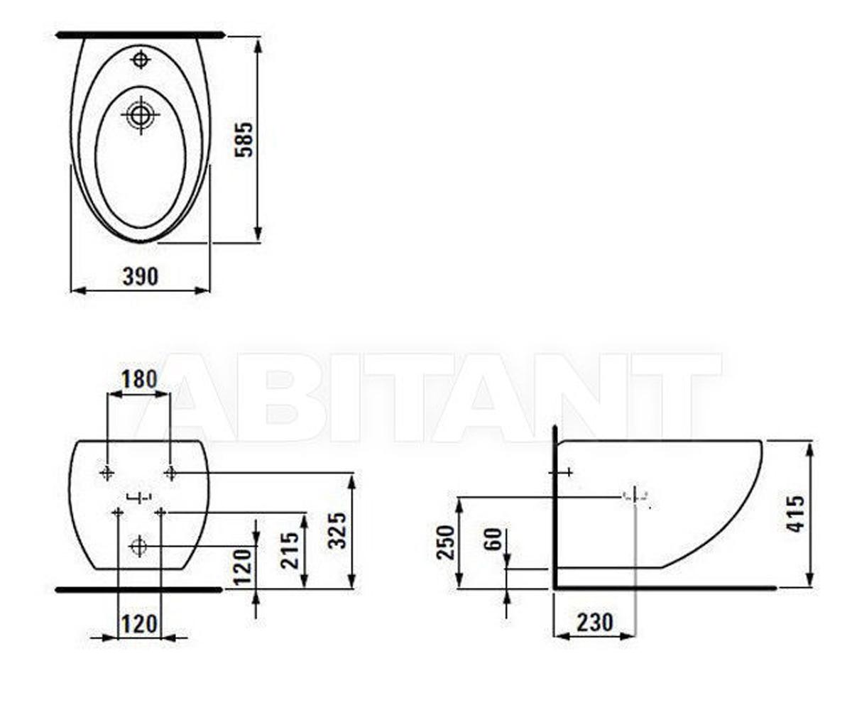 Консольное биде в ванную  ALESSI ONE H8309714003041:Чертеж 