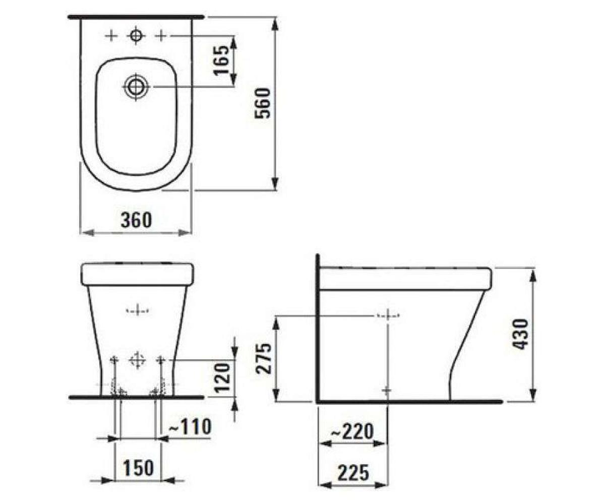 Биде в ванную комнату  PALACE H8327010003021:Чертеж 