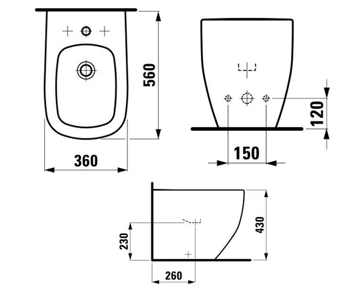 Напольное биде  PALOMBA H8328010003081:Чертеж 