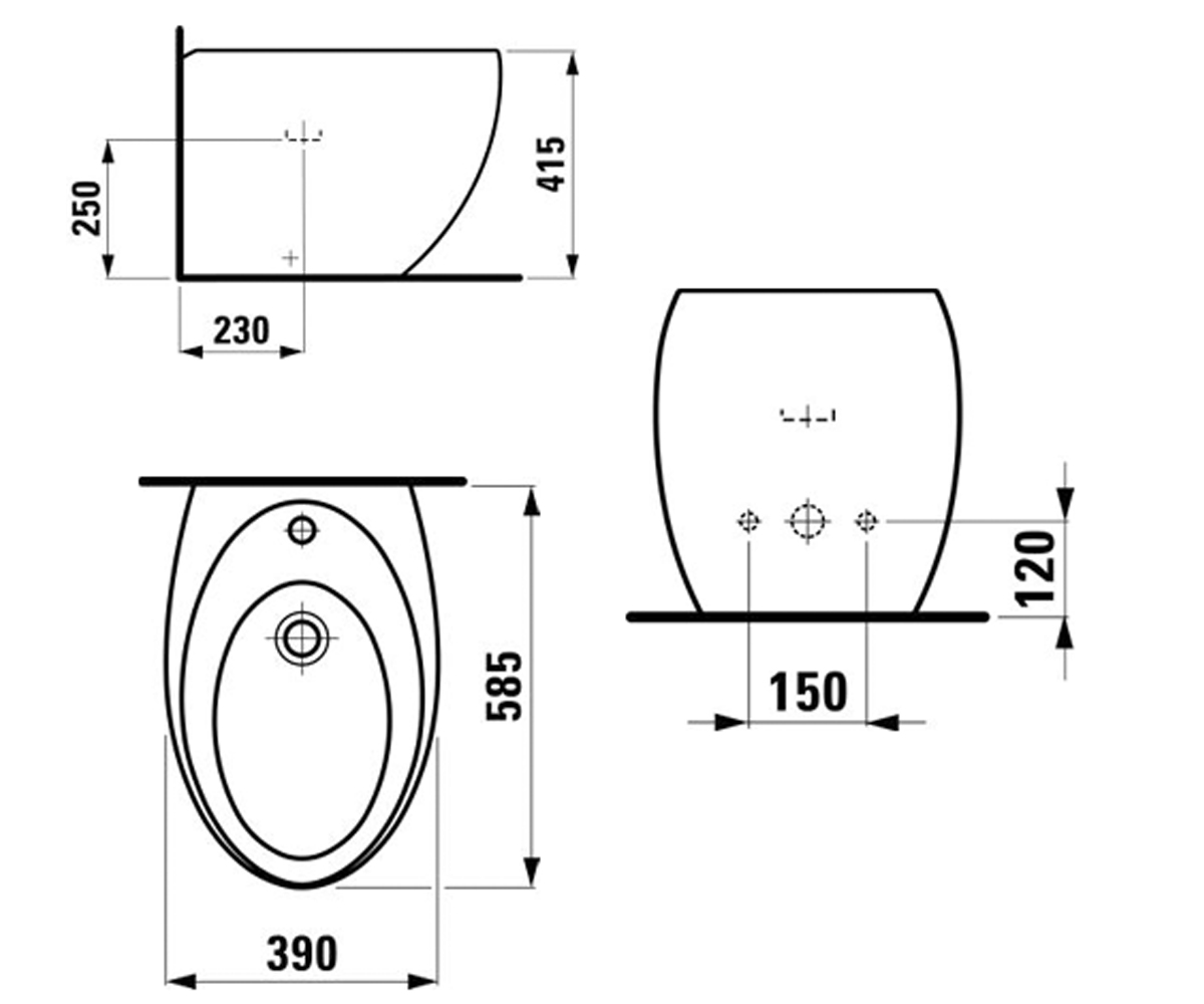Напольное биде  ALESSI ONE H8329714003041:Чертеж 
