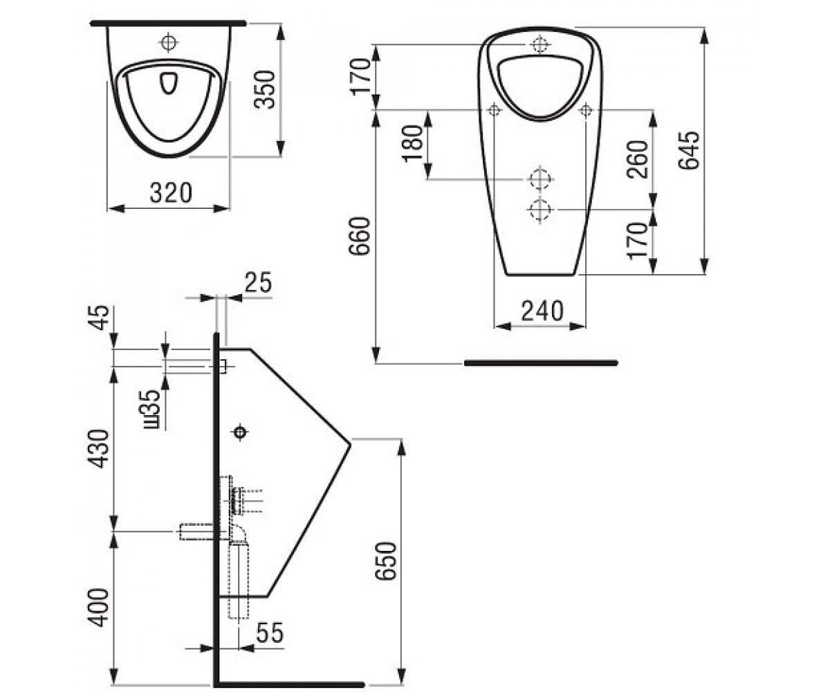 Писсуар  CAPRINO PLUS H8420610000001:Чертеж 