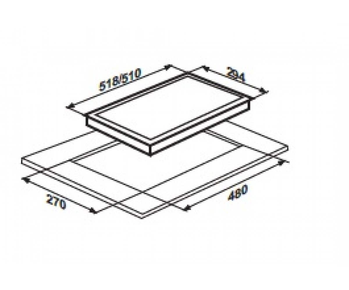 Газовая поверхность, 2 конфорки  PG3021BG-CCB (450):Чертеж 