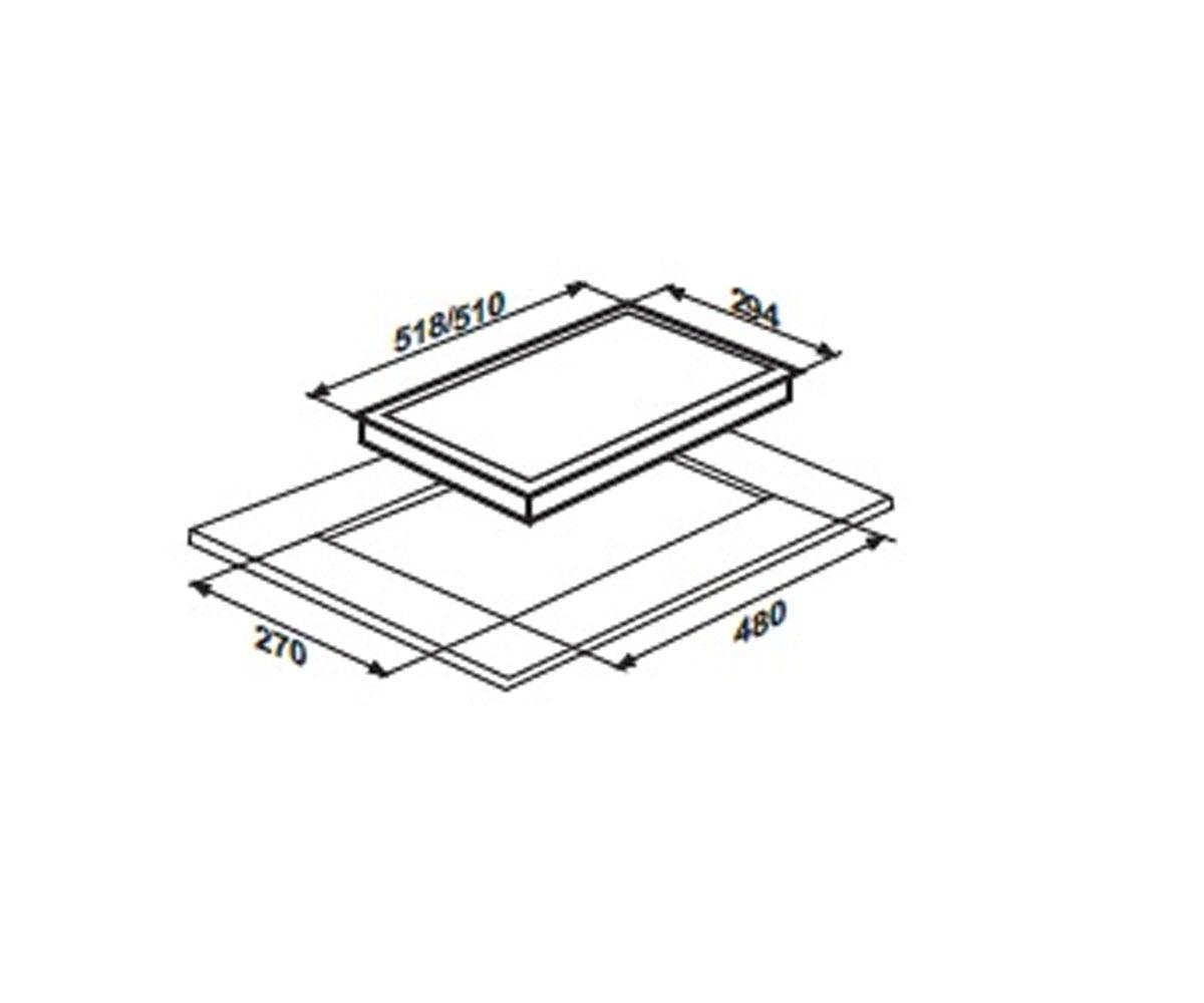 Варочная поверхность газовая 294х510 мм  PG3021BG-CCW (451):Чертеж 