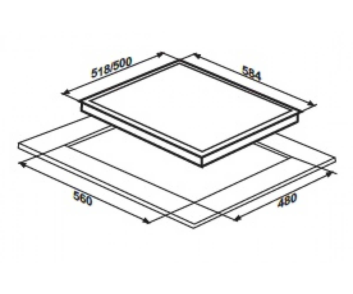 Газовая поверхность, 4 конфорки  PG6141G-CCW (420):Чертеж 