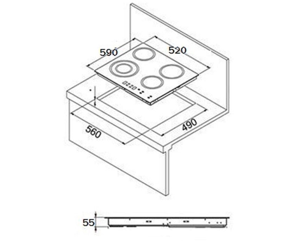Индукционная варочная плита  PI6040B:Чертеж 
