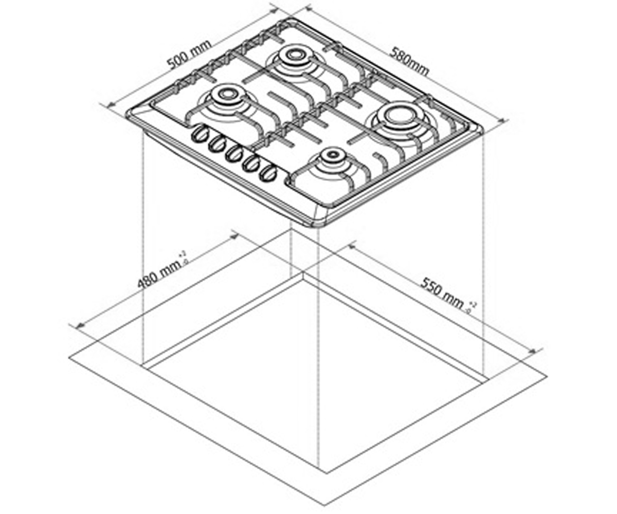 Газовая плита встраиваемая  PWG 6501 AV (304):Чертеж 