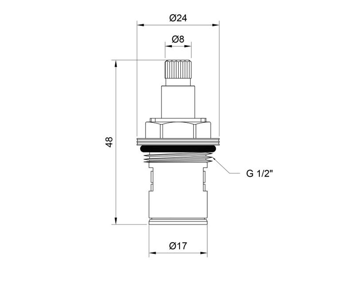Кран-букса керамическая 1/2  CRM530102200:Чертеж 