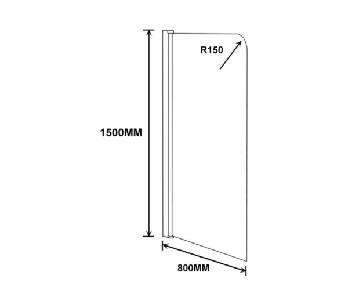 Левосторонняя ширма 80х150 см  BRAMA LBSS80150LCRML:Чертеж 