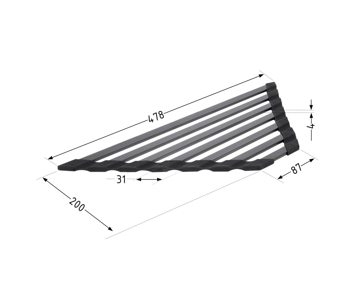 Сушилка на кухонную мойку угловая Lidz Acsis LA20 Black, плоска основа, для посуды 477х198 мм LDACSLA20BLM49773  LDACSLA20BLM497