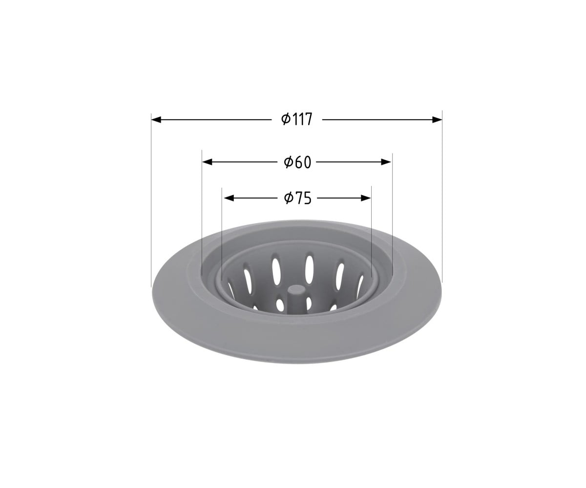 Сетка для сифона Lidz Acsis LA26 Gray, силиконовая, 117х117х37 мм LDACSLA26GRA49774  LDACSLA26GRA49774:Фото 1