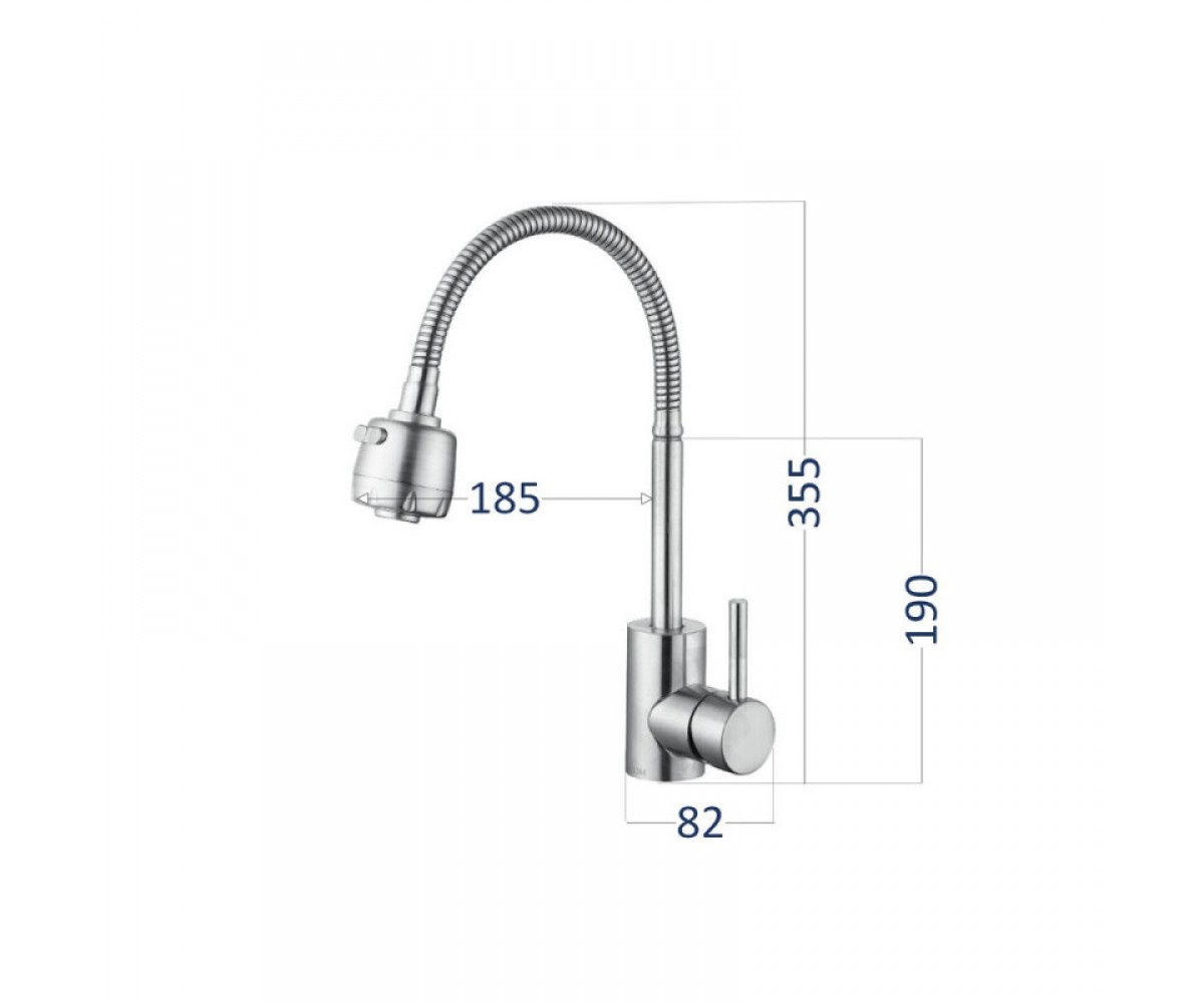 Смеситель с гибким изливом  ARIA LDARI015F41NKS45306:Чертеж 