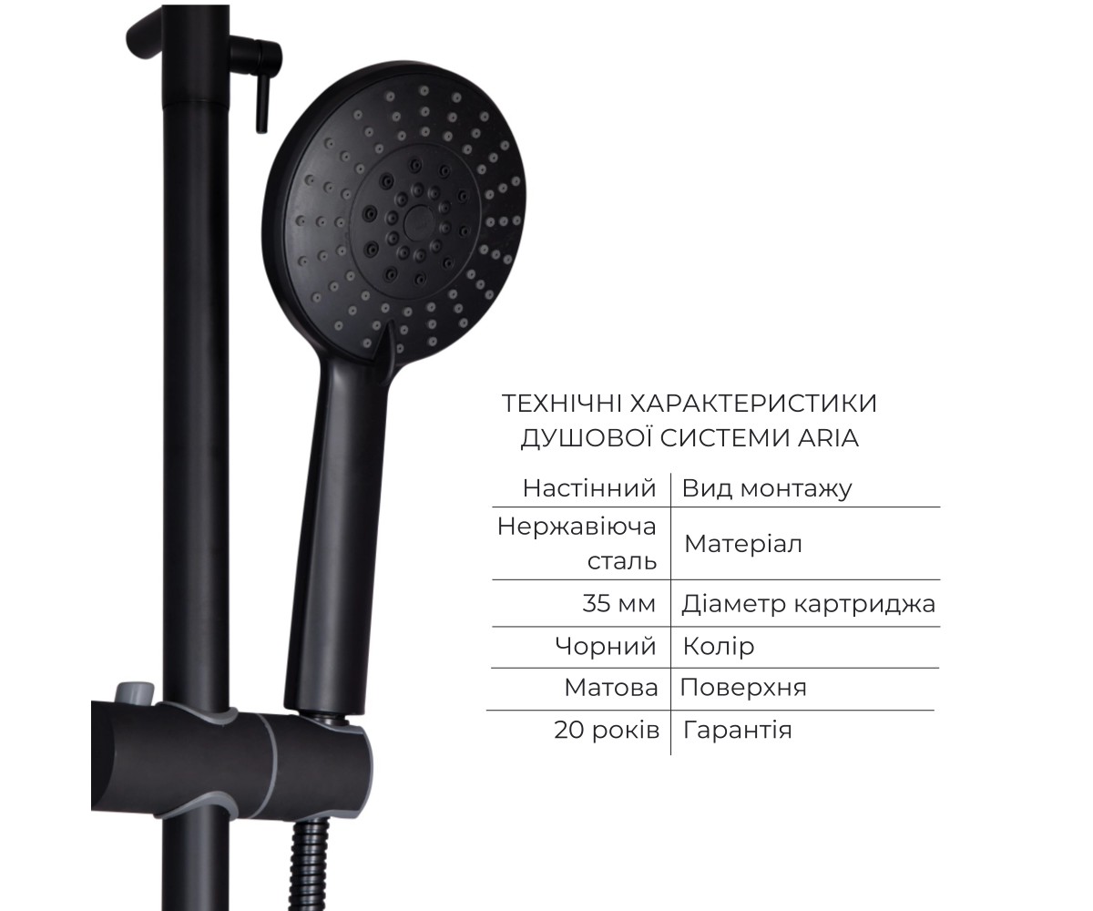 Набор смесителей для раковины и душа  ARIA LDARI1032BLA4337147694:Фото 2