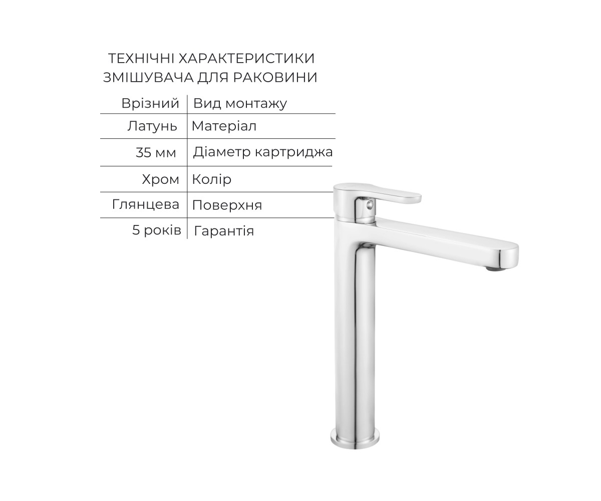 Акционный набор Lidz: Astra 001FH смеситель для раковины высокий + Astra 1030 душевая система универсальная на три потребителя (