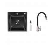 Акційний набір Lidz: мийка H4545 Black PVD Decor 2,5/0,5 мм + Змішувач Aria для кухні з гнучким виливом (k35) Black LIDZ  LDH4545HDECBLM4943851224