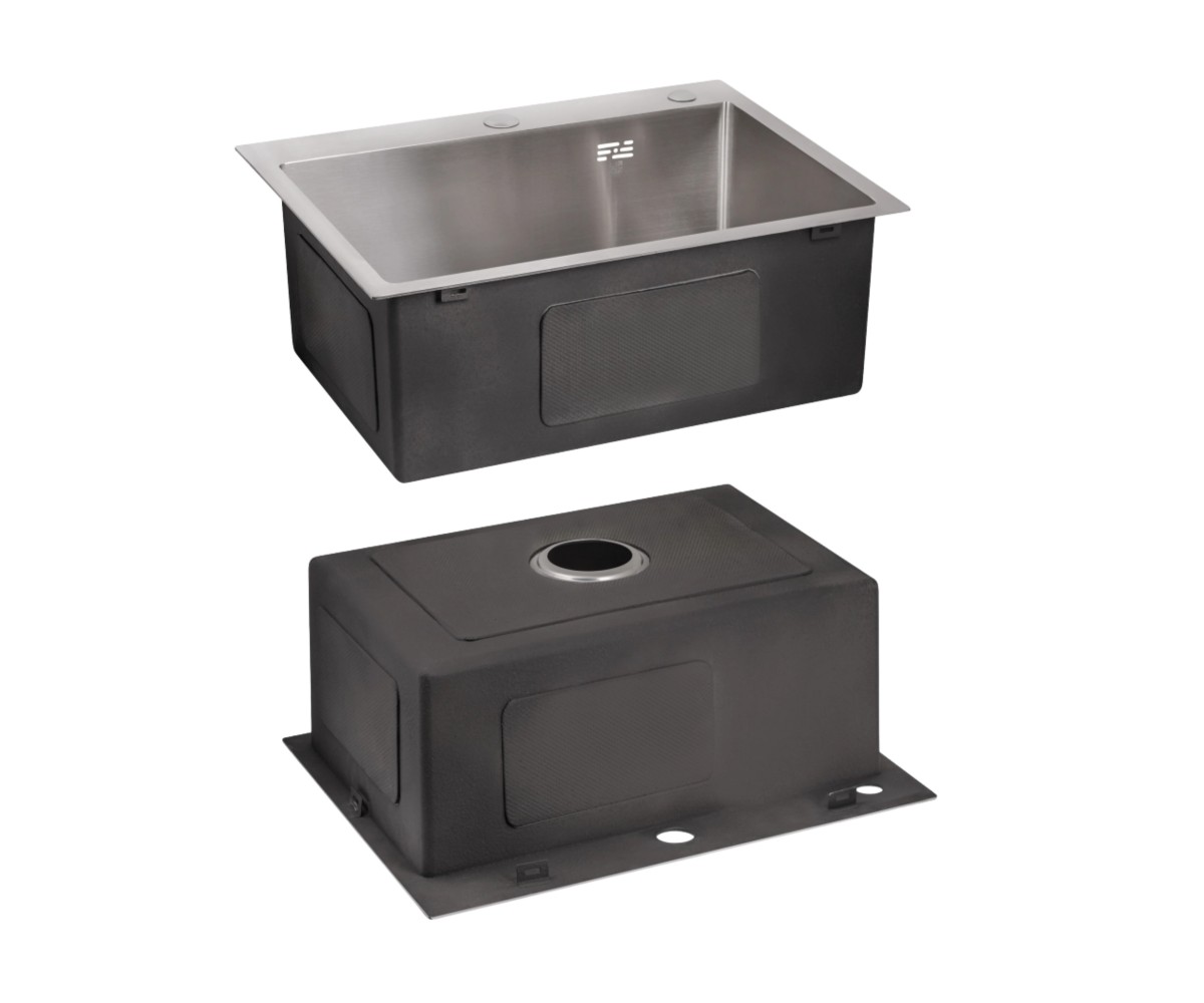 Акционный набор Lidz: мойка H5045 интегрированная Brushed Steel 3,0/1,0 мм + смеситель Aria для кухни с гибким изливом (k35) Gre