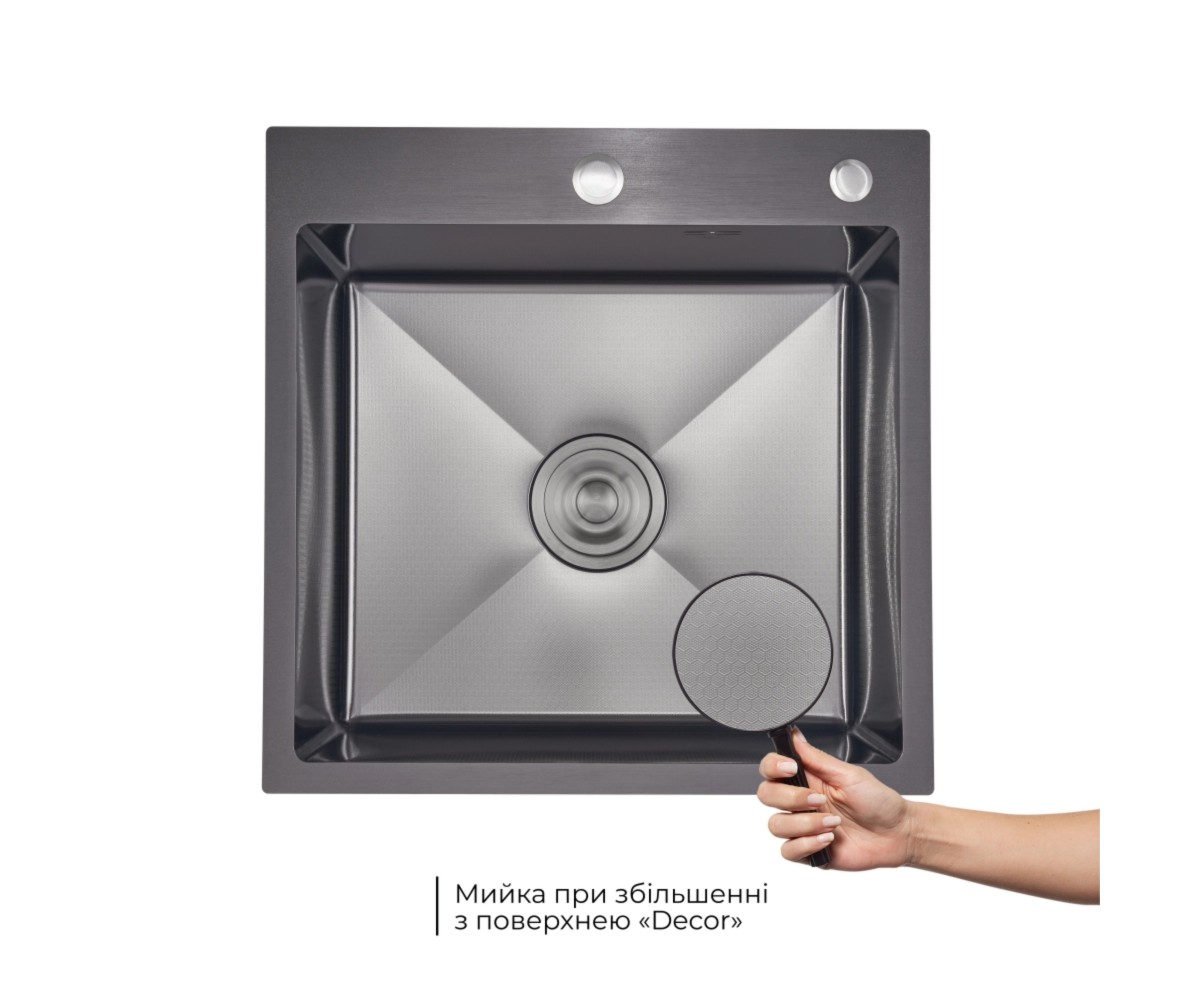 Акционный набор Lidz: мойка интегрированная Decor Black PVD Honeycomb 2,5/0,5 мм + смеситель Aria для кухни с гибким изливом (k3