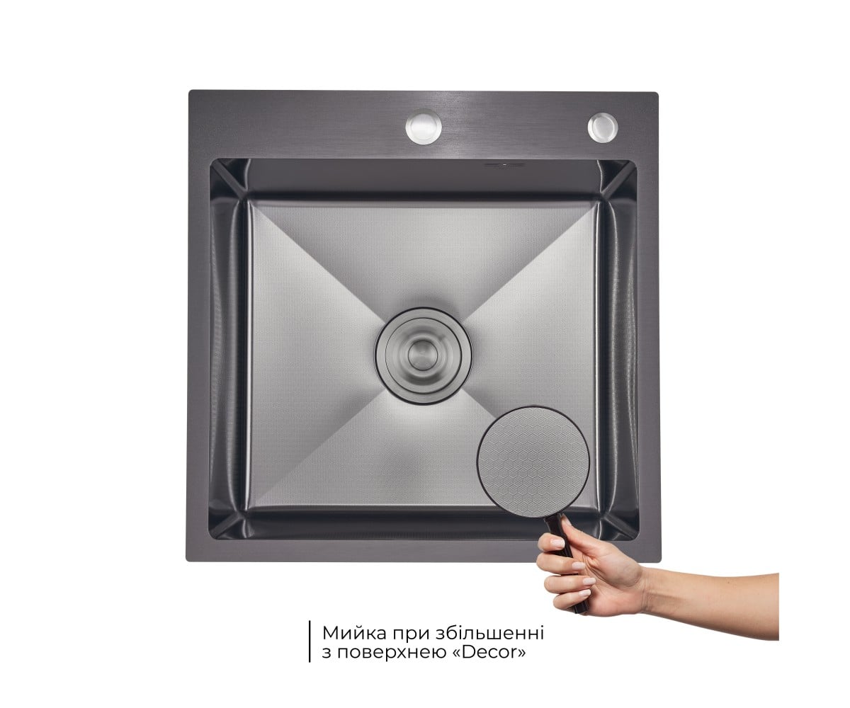 Lidz Handmade H5050HB мойка для кухни интегрированная Decor Black PVD Honeycomb 2,5/0,5 мм LDH5050BDECPVD48369  LDH5050BDECPVD48