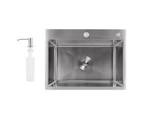 Мийка для кухні інтегрована Lidz Handmade H5843 Brushed Steel 3,0/1,0 мм LDH5843BRU49442 LIDZ  LDH5843BRU49442