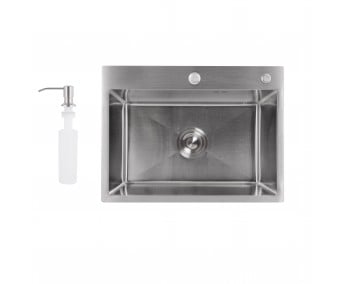 Мийка для кухні інтегрована Lidz Handmade H5843 Brushed Steel 3,0/1,0 мм LDH5843BRU49442  LIDZ LDH5843BRU49442