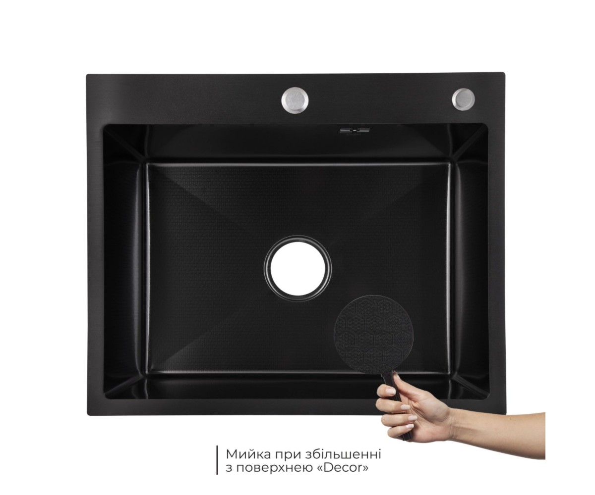 Акционный набор Lidz: мойка интегрированная Decor Black PVD Honeycomb 2,5/0,5 мм + смеситель Aria для кухни с гибким изливом (k3