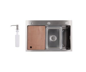Мийка для кухні інтегрована Lidz Handmade H6845 Brushed Steel 3,0/1,0 мм LDH6845BRU49455 LIDZ  LDH6845BRU49455