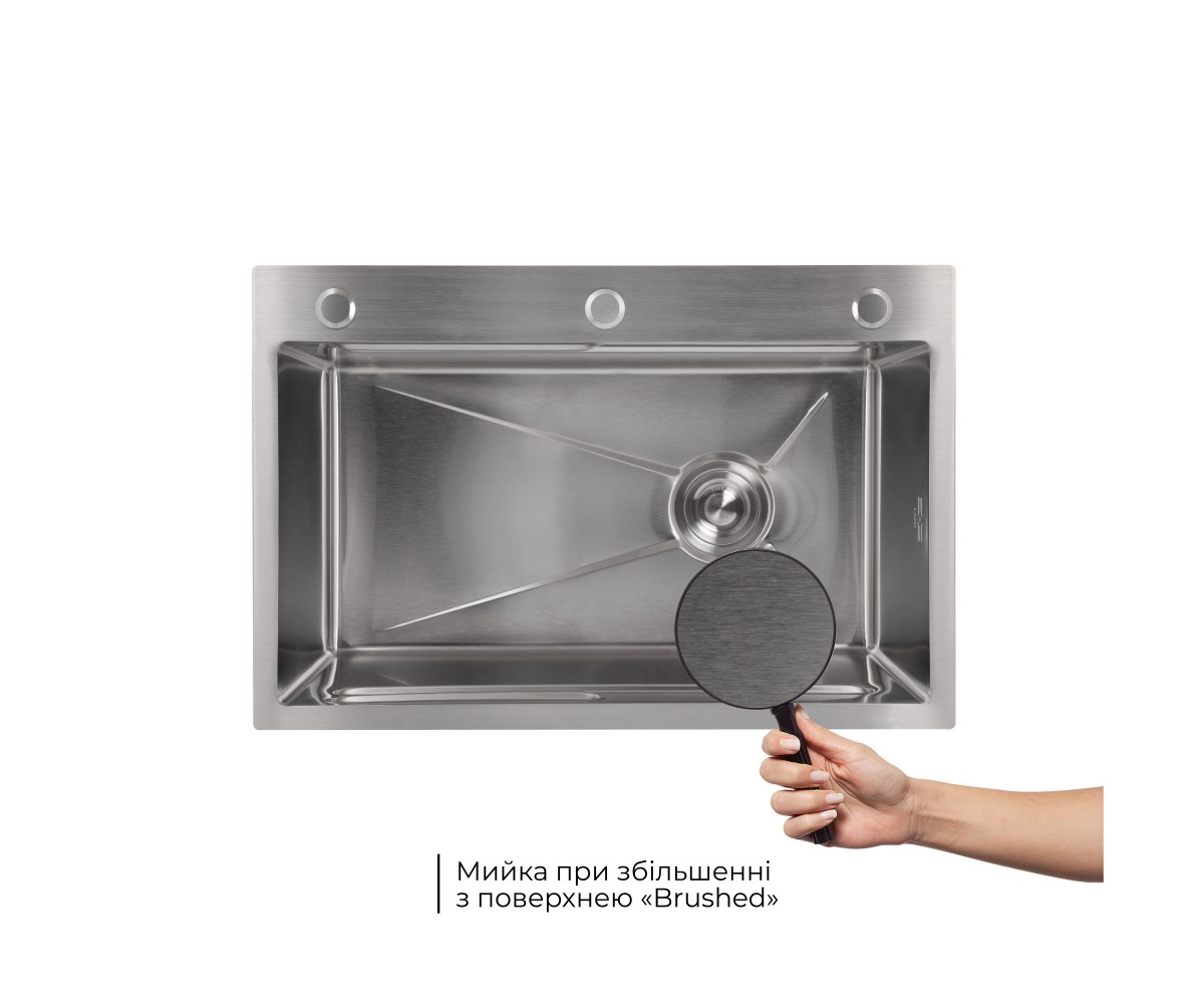 Мойка для кухни интегрированная Lidz Handmade H6845 Brushed Steel 3,0/1,0 мм LDH6845BRU49455  LDH6845BRU49455:Фото 9