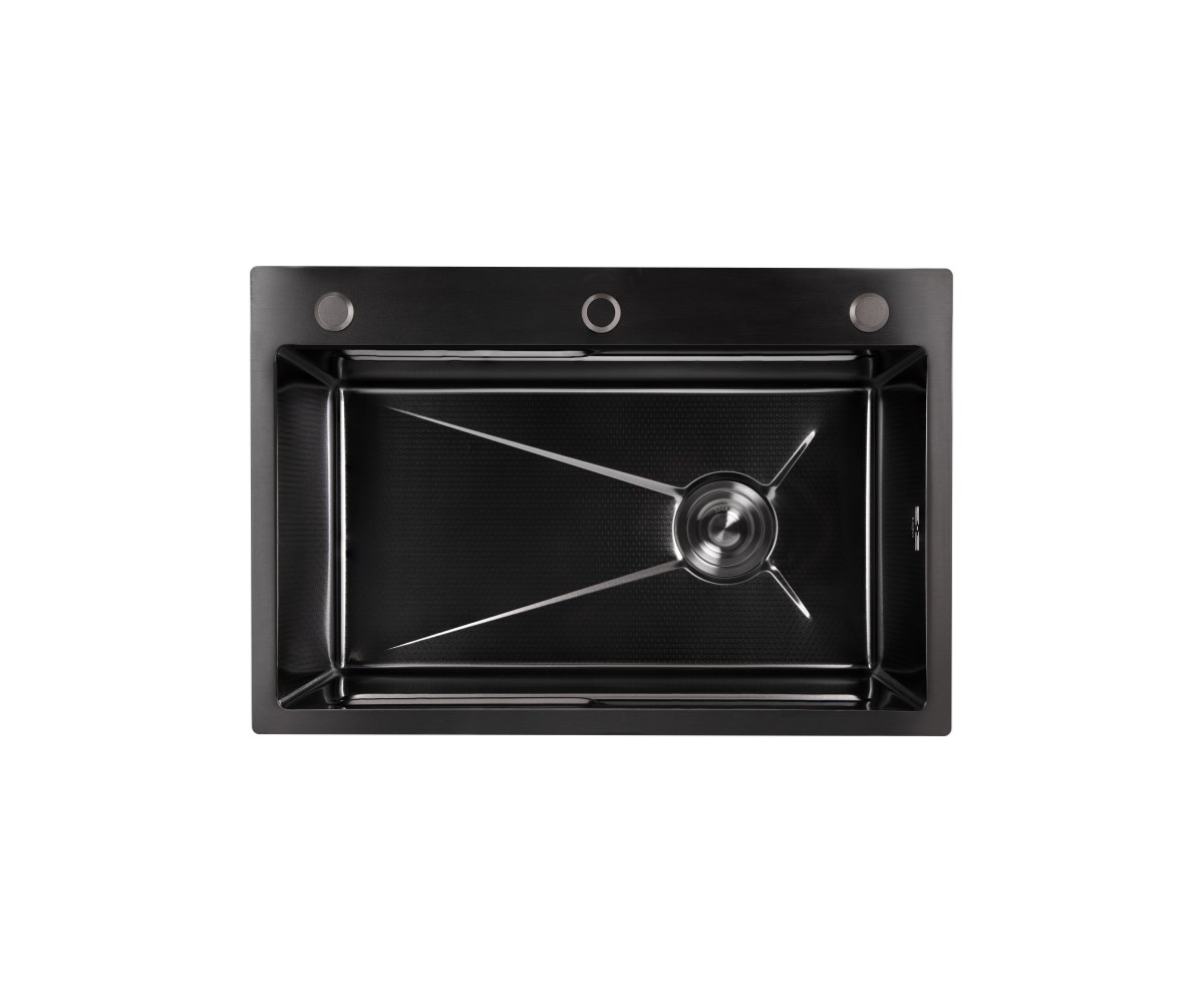 Мойка для кухни интегрированная Lidz Handmade H6845HB Decor Black PVD Honeycomb 3,0/1,0 мм LDH6845HDECBLM49445  LDH6845HDECBLM49