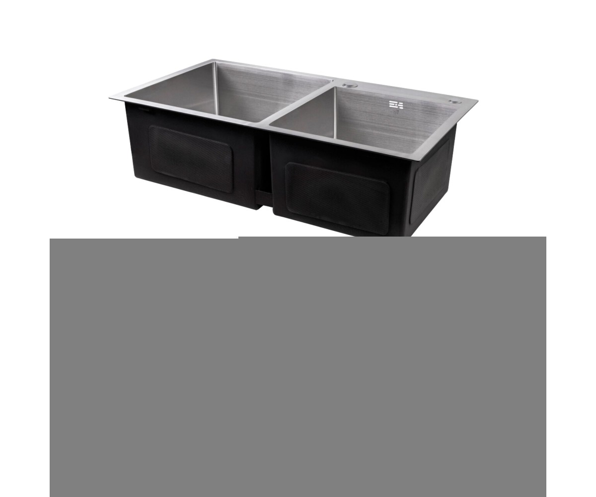 Акционный набор Lidz: мойка с двумя чашами интегрированная Brushed Steel 3,0/1,0 мм + смеситель Aria для кухни с гибким изливом 