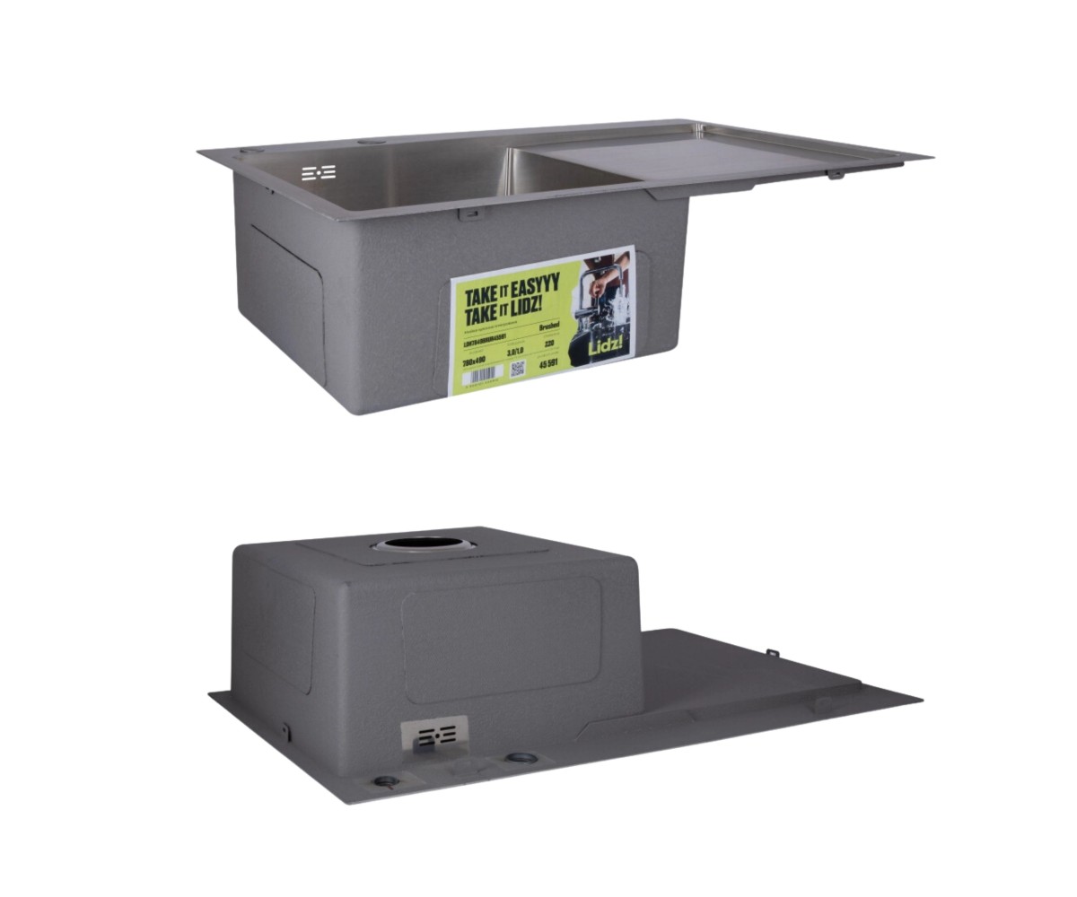 Акционный набор Lidz: мойка H7849R интегрированная крыло справа Brushed Steel 3,0/1,0 мм + смеситель Aria для кухни с гибким изл