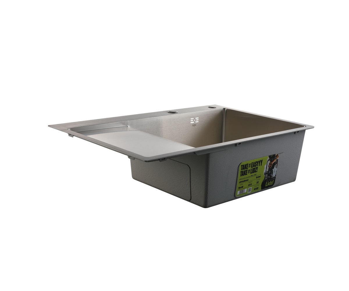 Мойка для кухни интегрированная Lidz Handmade Max 500 H7849L Brushed Steel, 3,0/1,0 мм, крыло слева, увеличенная чаша LDH7849LBR