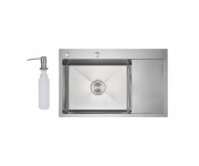 Мойка для кухни интегрированная Lidz Handmade Max 500 H7849R Brushed Steel, 3,0/1,0 мм, крыло справа, увеличенная чаша LDH7849RBRU49464 LIDZ  LDH7849R