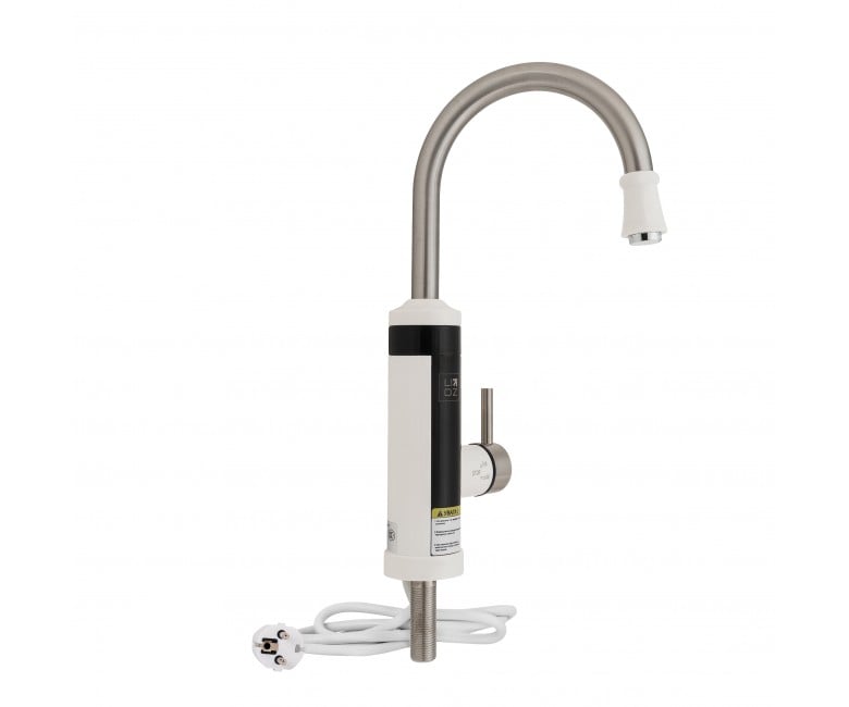 Проточний кран-водонагрівач кухонний для кухні Lidz Warm 059 LDWAR059WNK35878 White / Nickel LIDZ  LDWAR059WNK35878 LDWAR059WNK35878