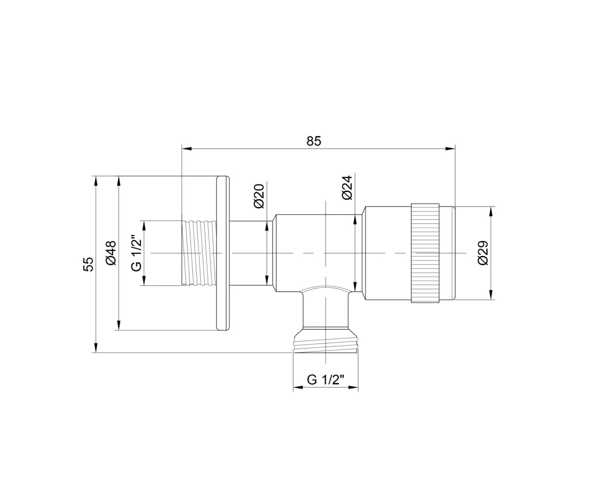 Запорный вентиль Lidz Went 112R 1/2*1/2 LDWEN112RNKS34929 Nickel  LDWEN112RNKS34929:Чертеж 