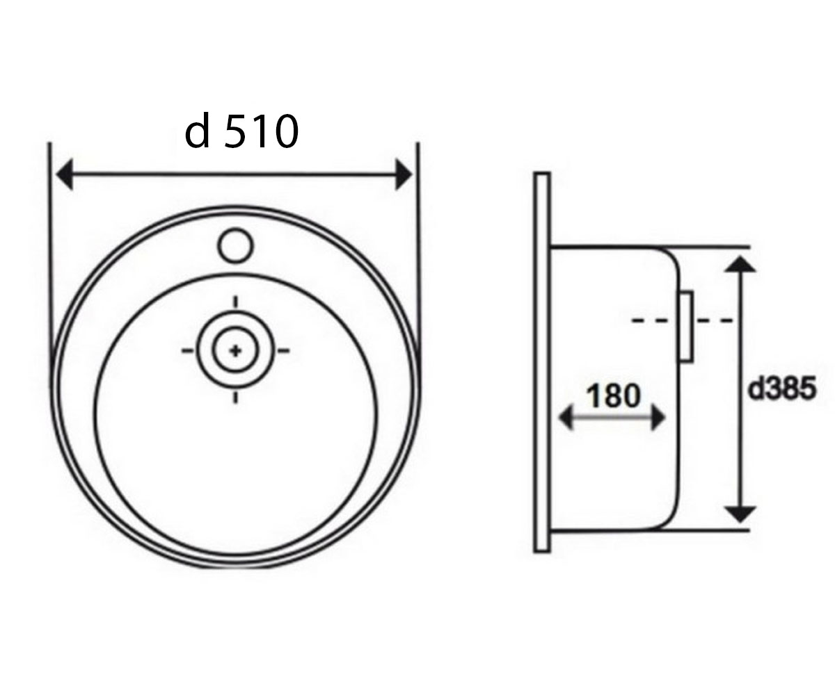 Круглая мойка 51 см  LIDZ510DSAT:Чертеж 