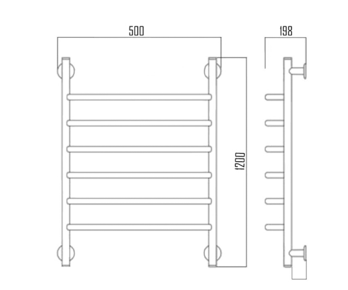 Водяной полотенцесушитель  STANDARD LSTNDD322012501208WAT:Чертеж 