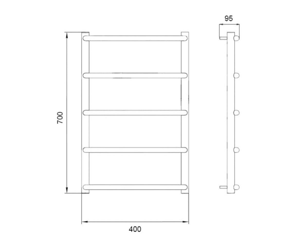 Полотенцесушитель водяной  TRAPEZIUM LTRPZD382540705WAT:Чертеж 