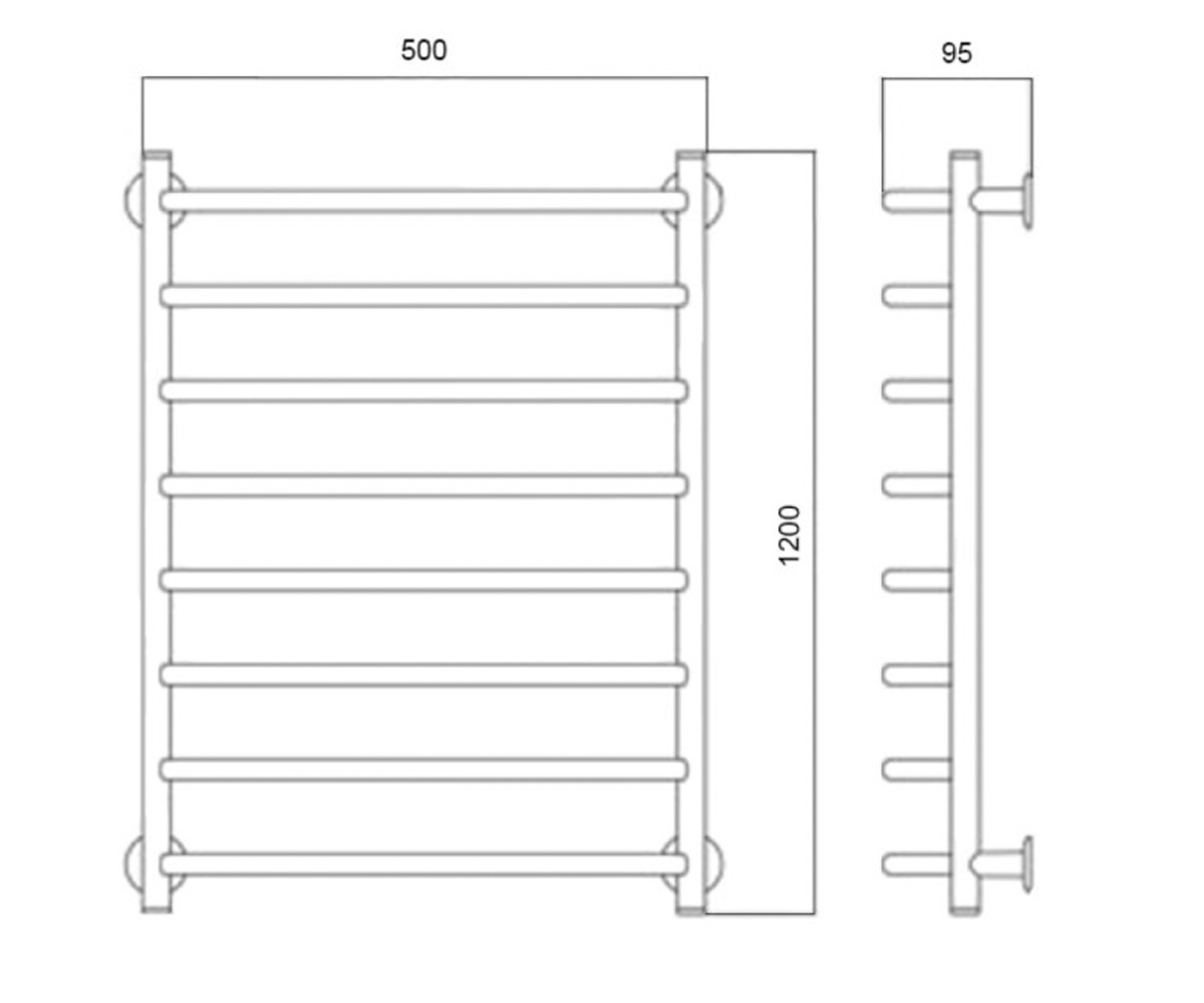 Водяной полотенцесушитель  TRAPEZIUM LTRPZD3825501208WAT:Чертеж 