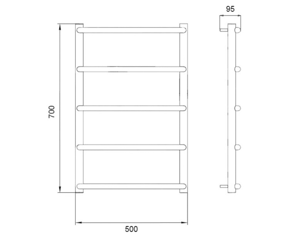 Водяной полотенцесушитель  TRAPEZIUM LTRPZD382550705WAT:Чертеж 