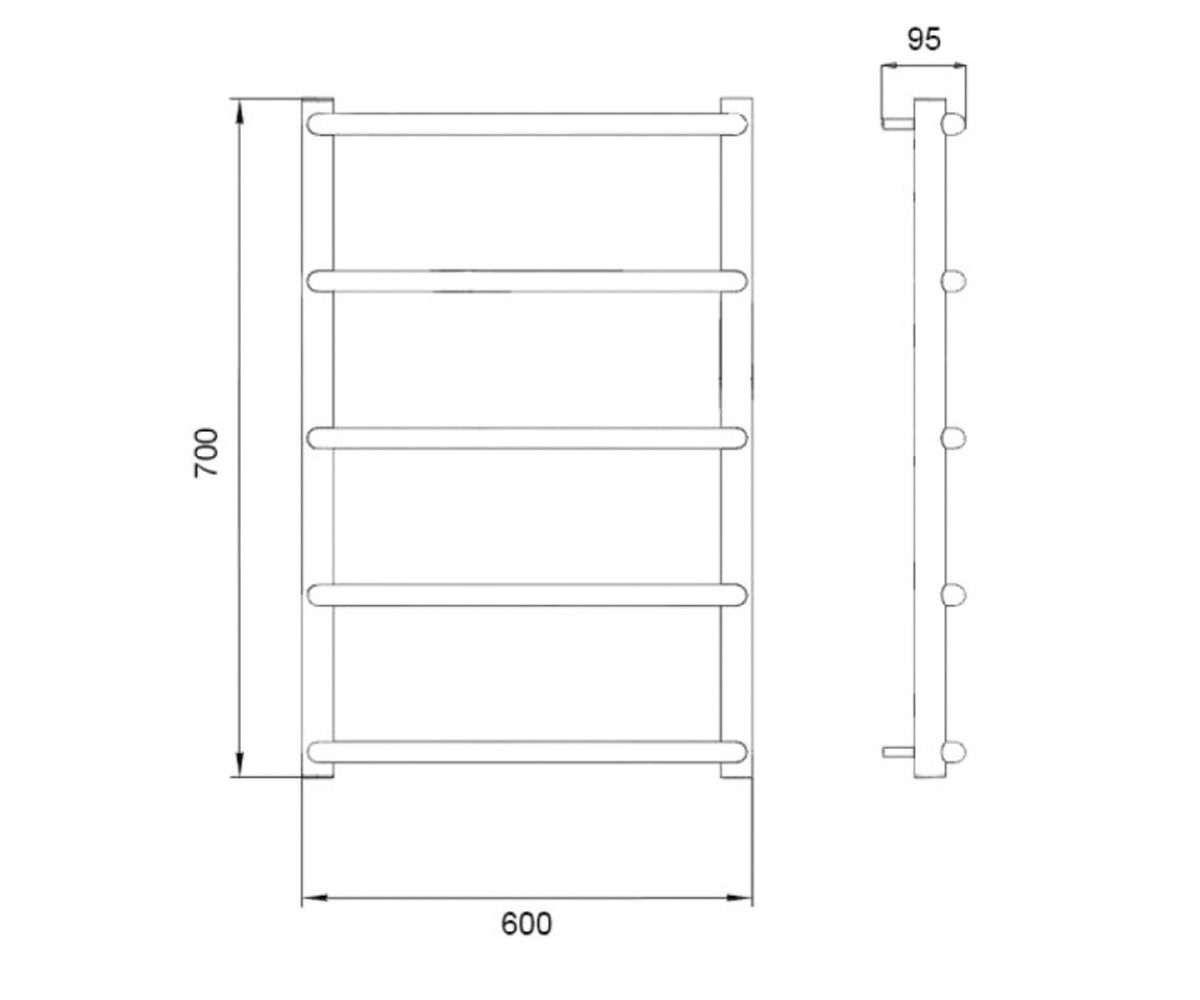 Полотенцесушитель водяной  TRAPEZIUM LTRPZD382560705WAT:Чертеж 