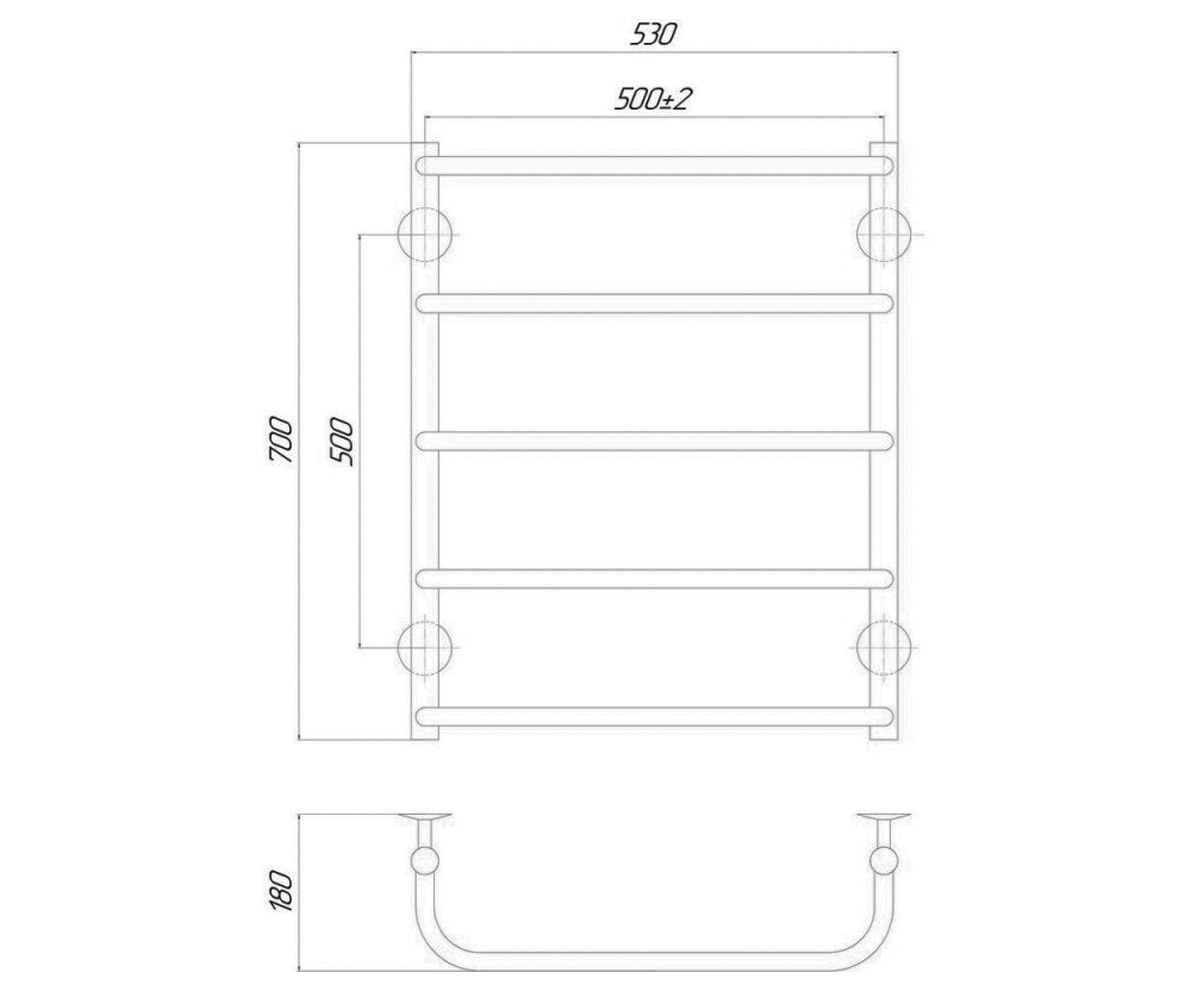 Полотенцесушитель правый  STANDARD STNDCRMP5500700RE:Чертеж 