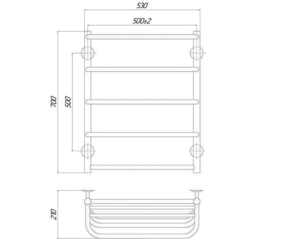 Полотенцесушитель левый  STANDARD STNDSHCRMP5500700LE:Чертеж 