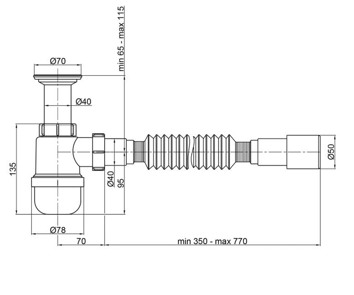 Сифон для раковины  WHI6006Y00100:Чертеж 
