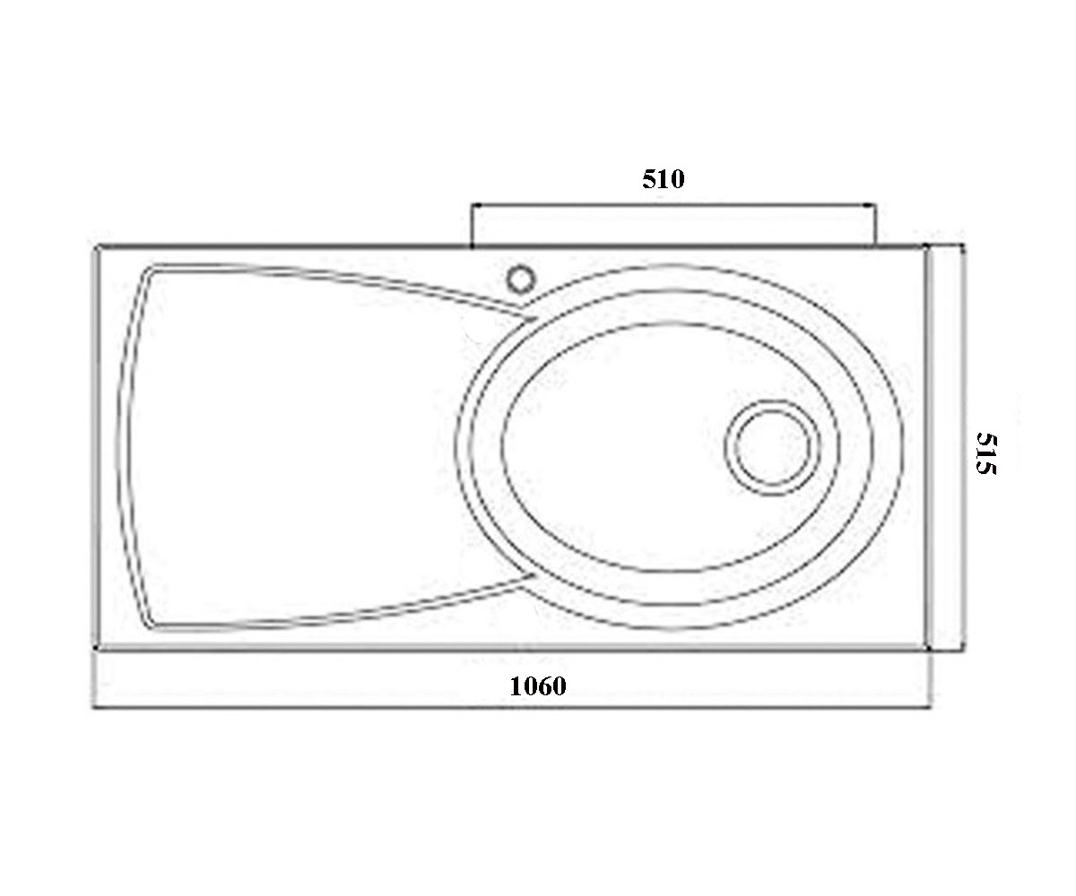 Гранитная мойка на столешницу  ECLIPSE ELLIPSE ELLIPSE 1.0B R-52:Чертеж 