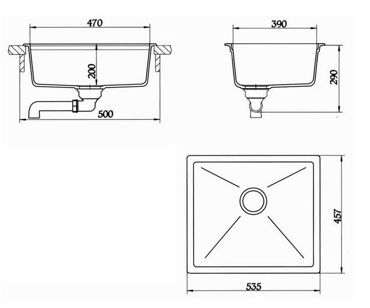 Кухонная мойка  SALSA SLG 535.457 LM2026:Чертеж 