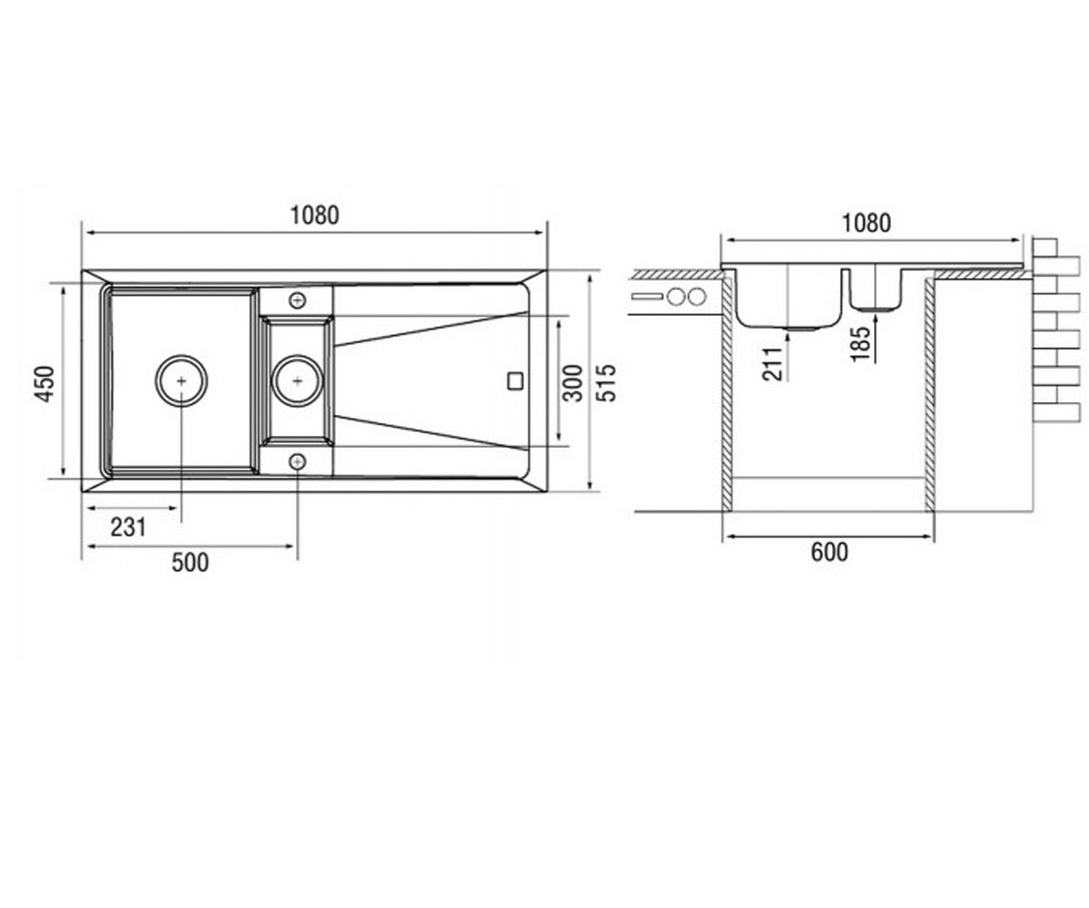 Мойка на полторы чаши с крылом  CONTOUR CONTOUR 1.5B LM2193:Чертеж 