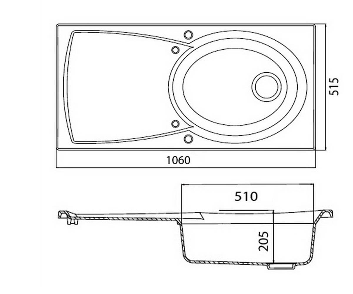 Мойка с левым крылом  ELLIPSE 1.0B LM2306:Чертеж 