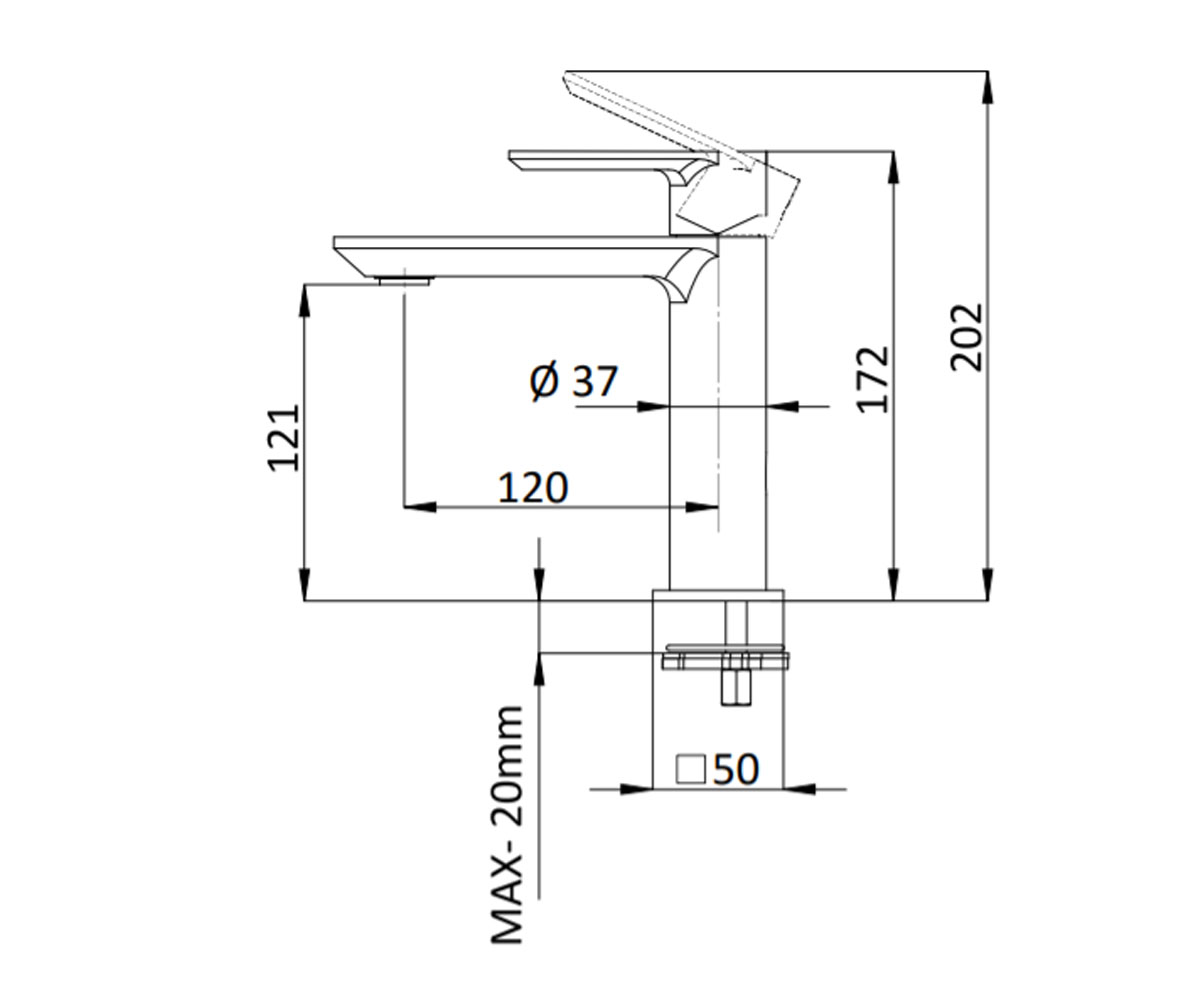Смеситель на раковину  AVENUE 393AV.14:Чертеж 